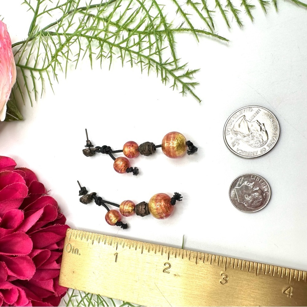 VINTAGE⚜️Retro Spun Glass Beaded Clip Earrings - Picture 4 of 4